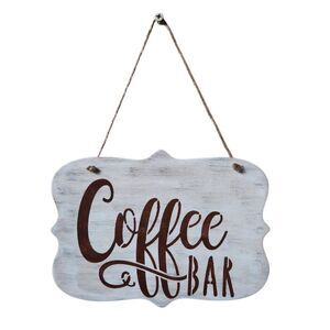 Coffee Bar white brown rustic farmhouse kitchen decor handmade sign